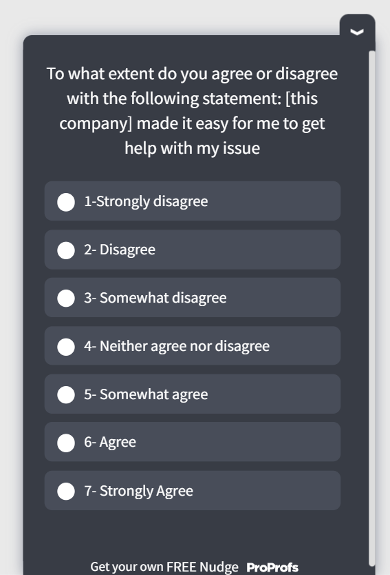 CES survey template for customer effort score calculation
