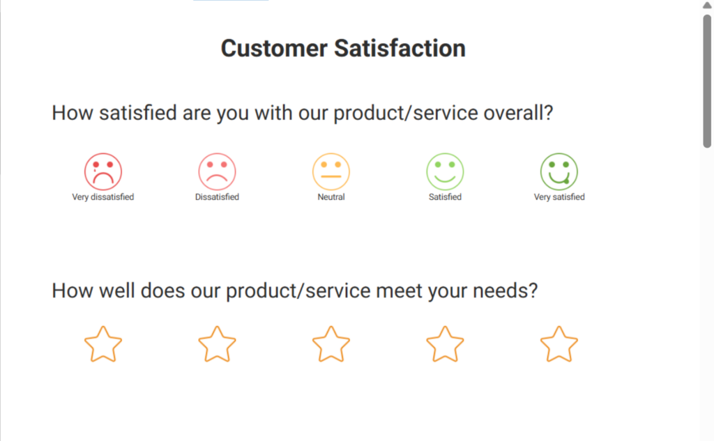 CSAT template to measure customer satisfaction score