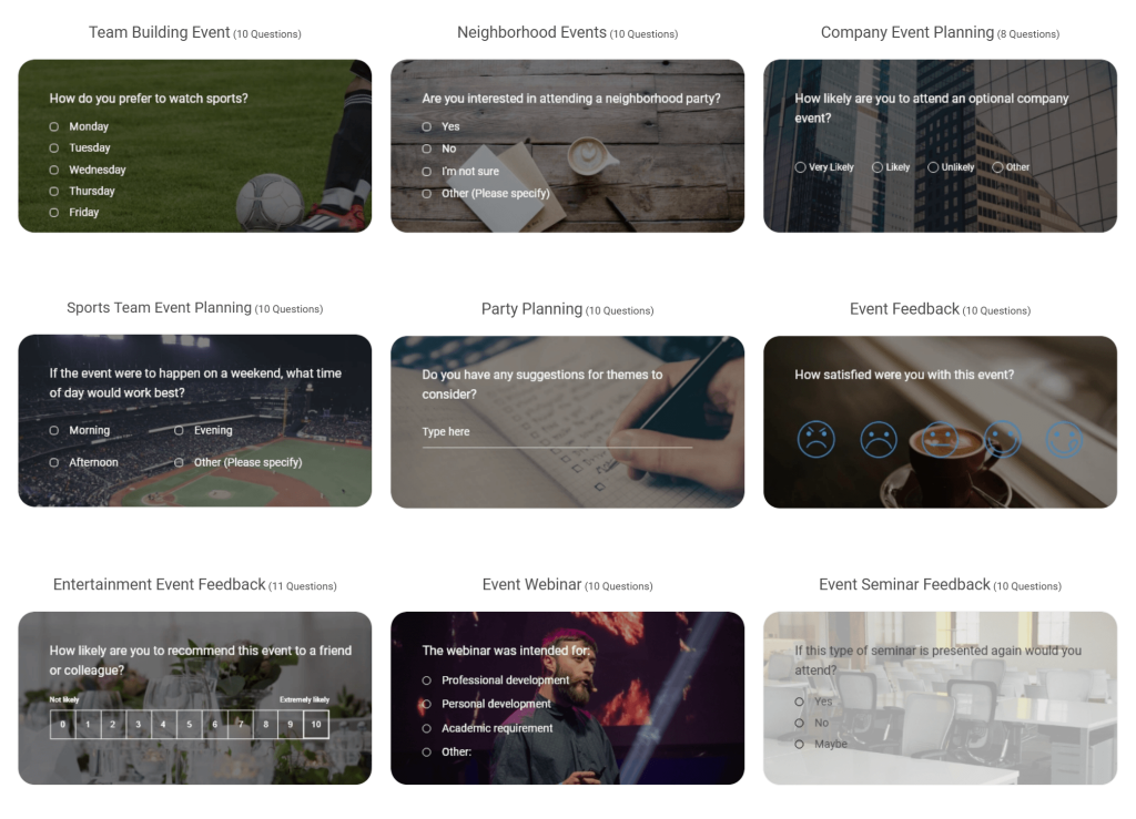 event survey templates on ProProfs Survey Maker