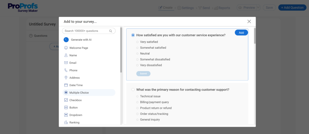 create a questionnaire with AI