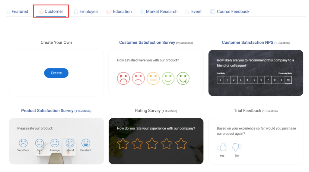 CSAT templates for questionnaire