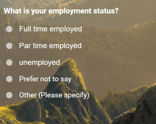 Sample Question for Employment Status