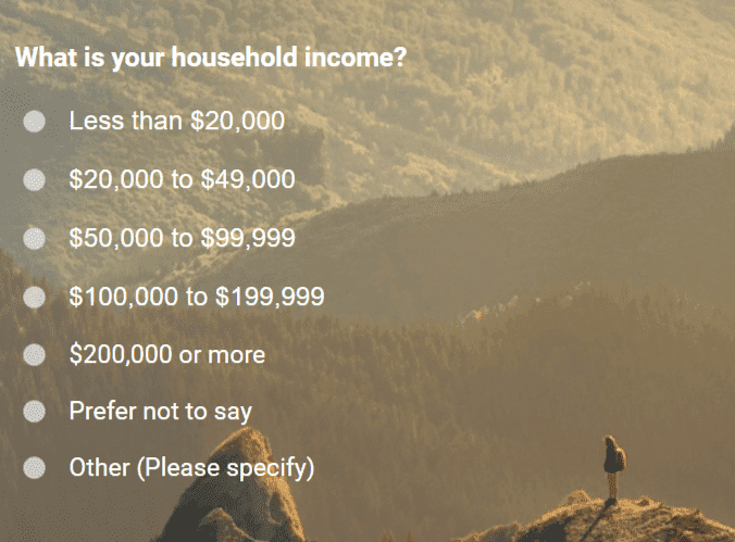 Sample Question for Household Income