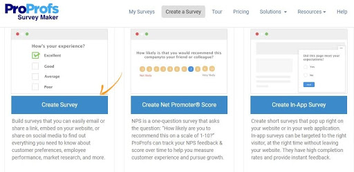 Select Create Survey Tab