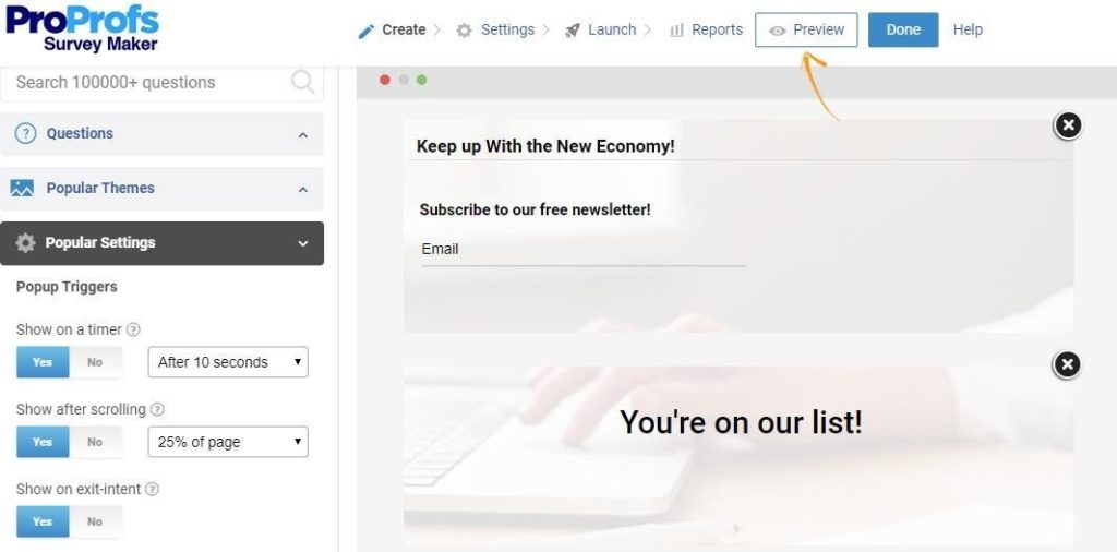  Preview Pop Up Survey