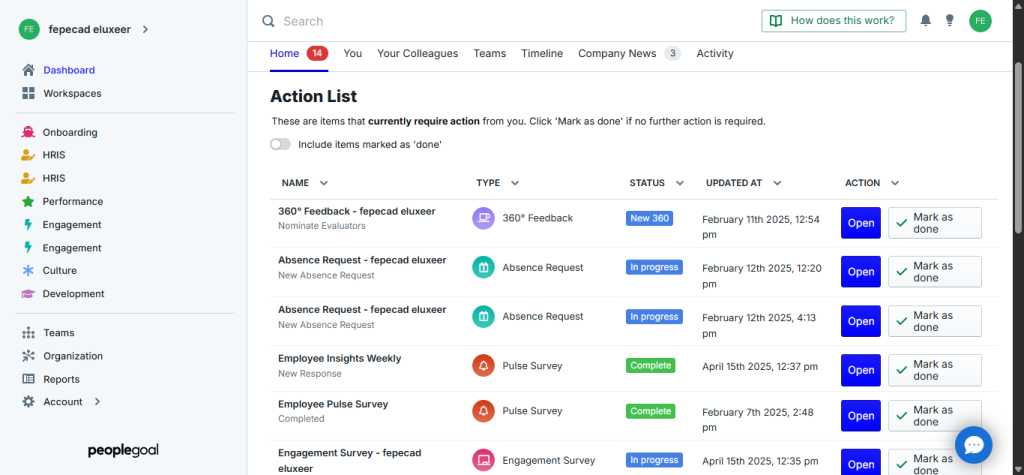 PeopleGoal employee engagement software