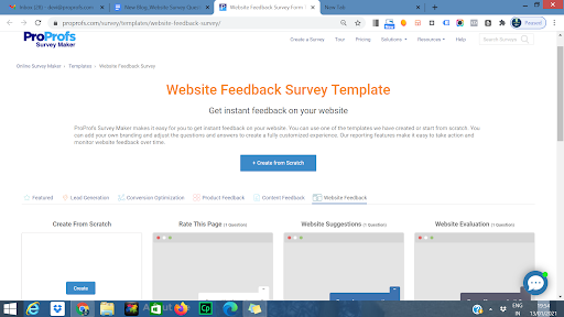 Website feedback survey