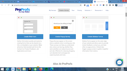 Website survey templates