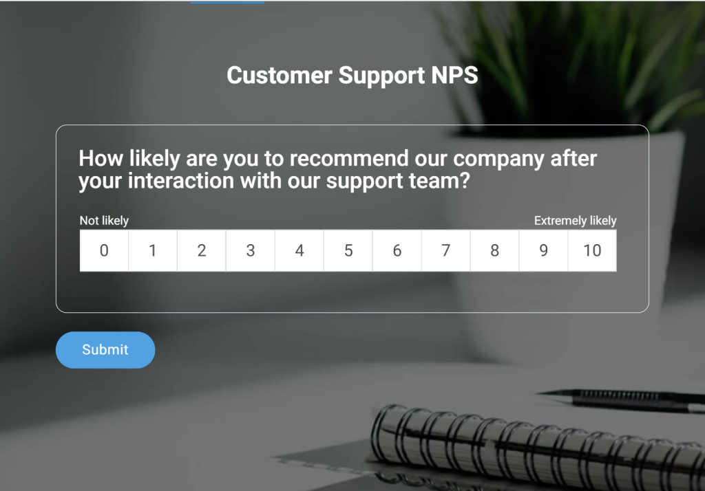 customer support NPS template