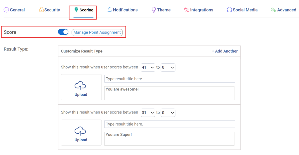 Assign point values to each response so respondents are automatically bucketed into tiers
