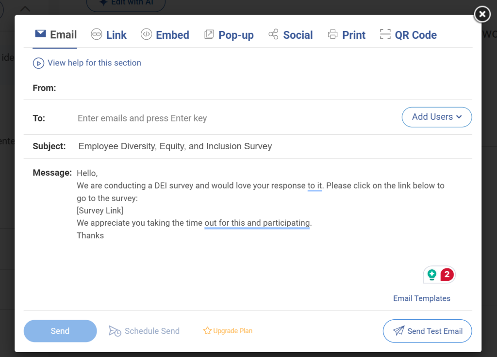 share your dei survey on ProProfs Survey Maker