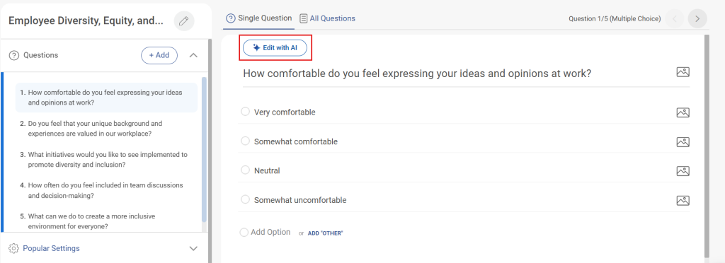 Edit your employee enagagement survey with AI