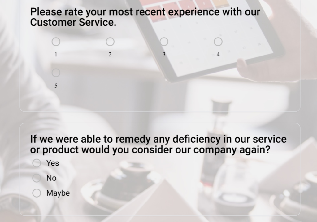 Customer Service Feedback survey questions