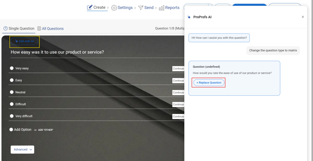 Edit your CSAT survey, replace questions, and more using AI