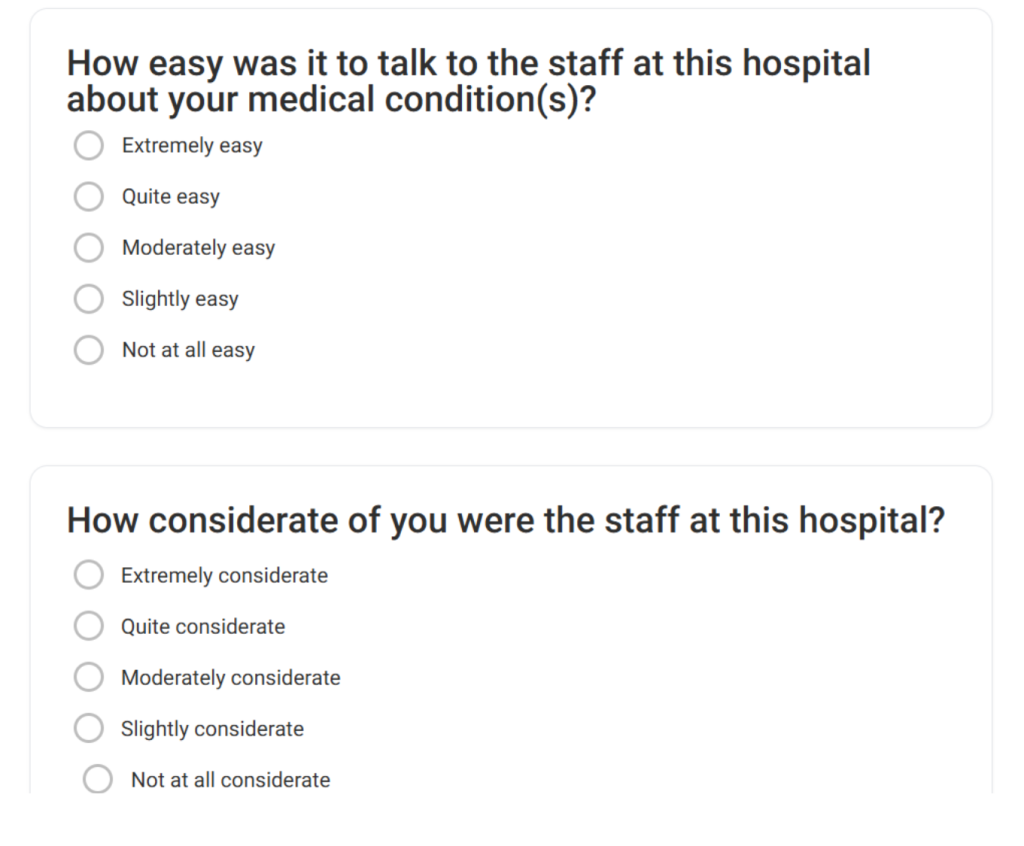 Healthcare/hospital customer satisfaction survey templates