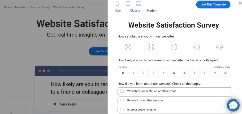 website satisfaction survey