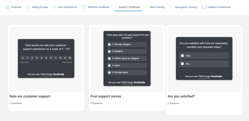 Post-Support Satisfaction feedback CSAT survey questions