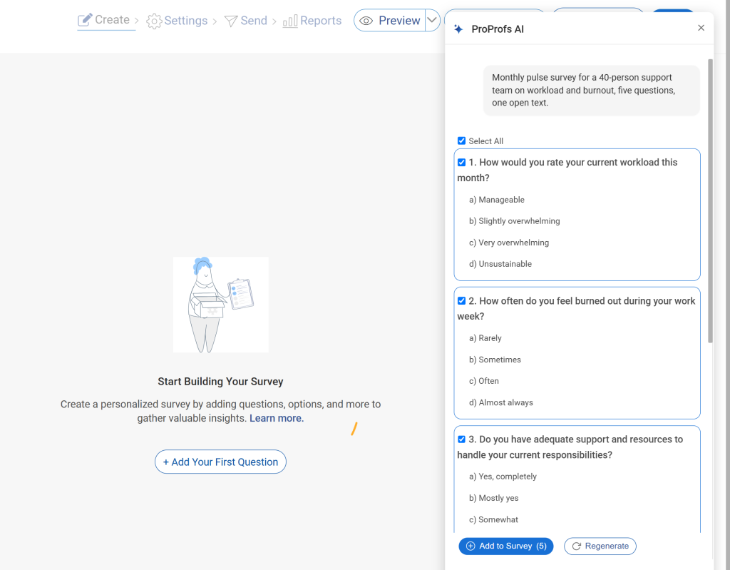 regenerate your pulse surveys using AI