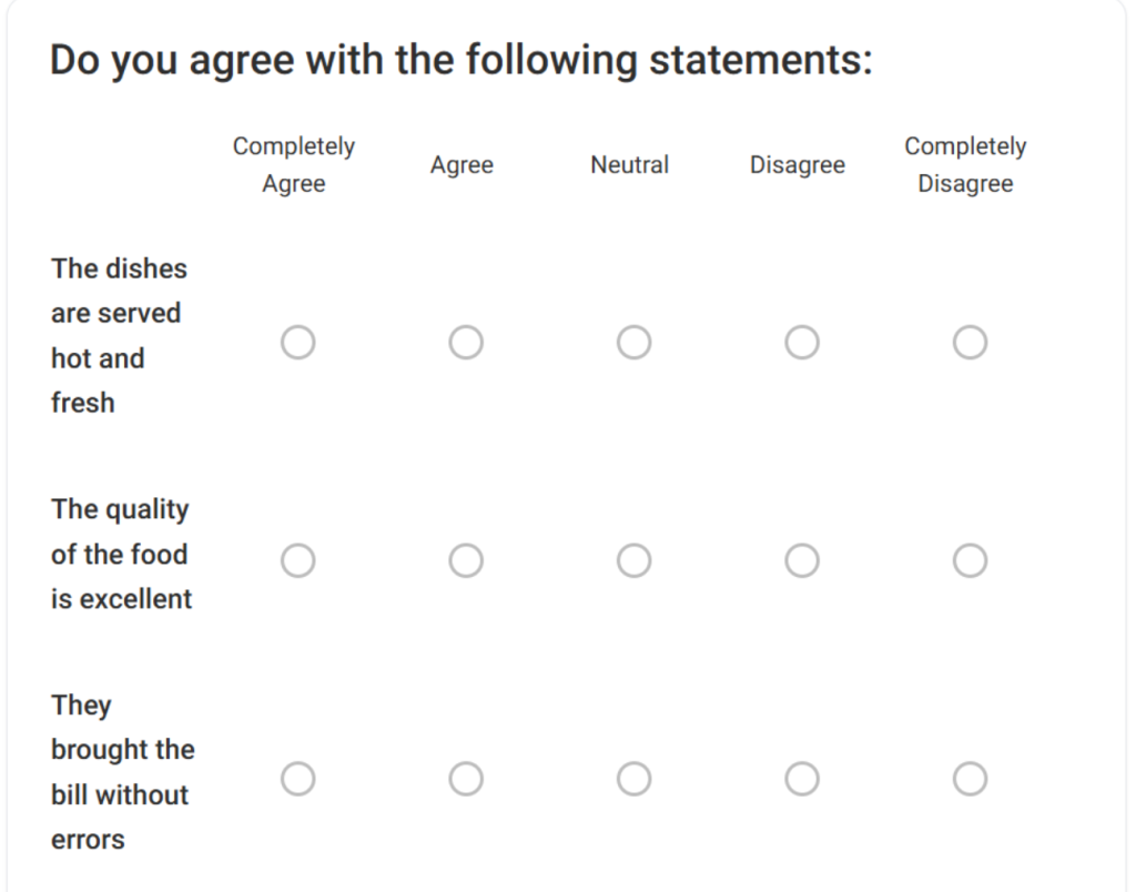 Restaurant Evaluation survey template