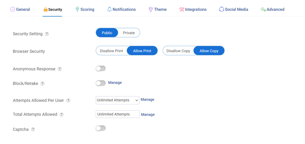 Anonymity and security control in proprofs survey maker