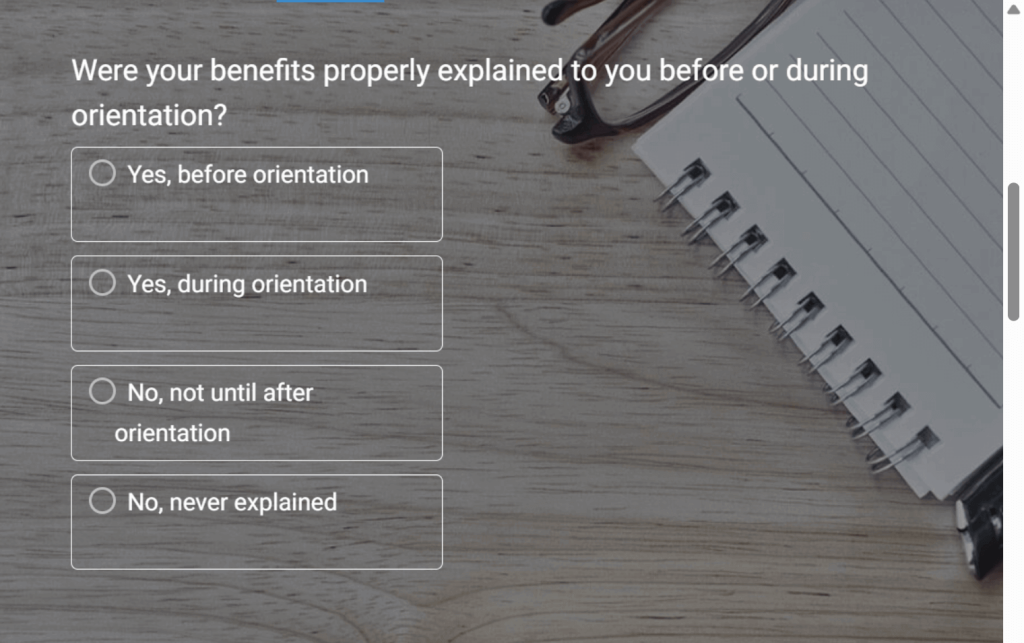 onboarding HR survey template