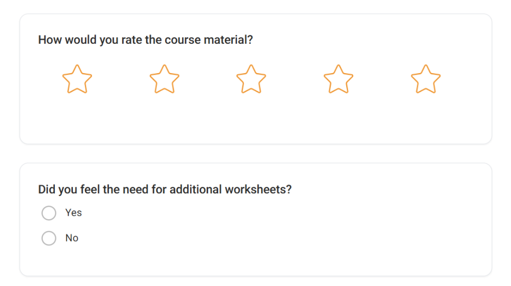 Survey template for overall course satisfaction feedback