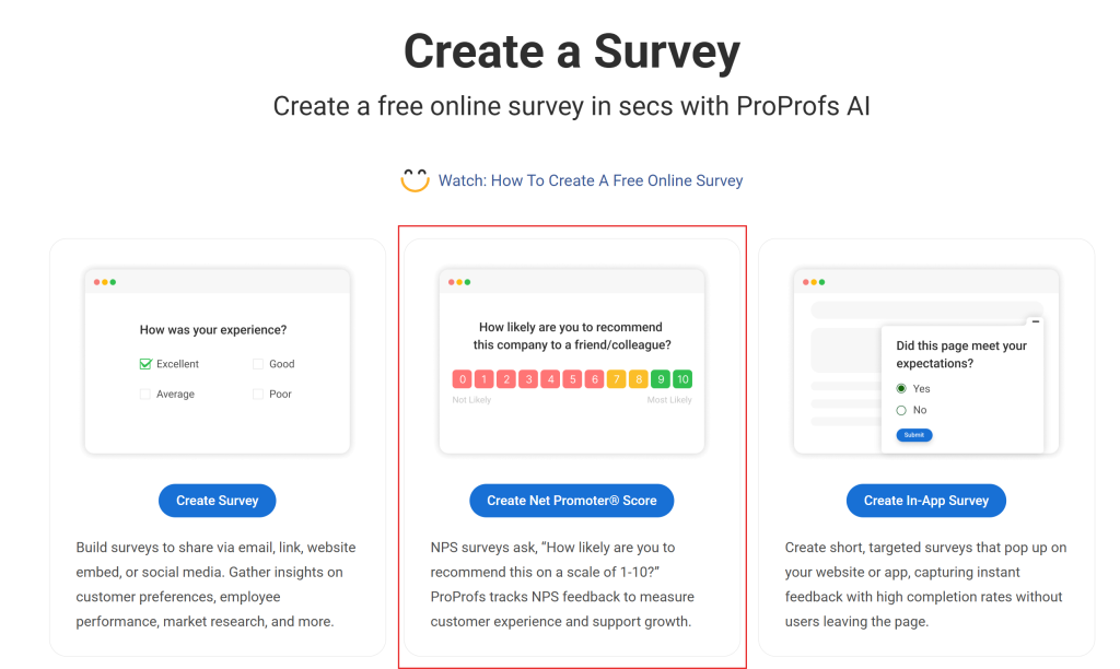 Create Net Promoter&reg; Score email survey with ProProfs AI