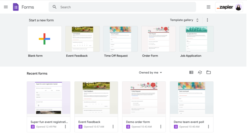 Google onlineform creator