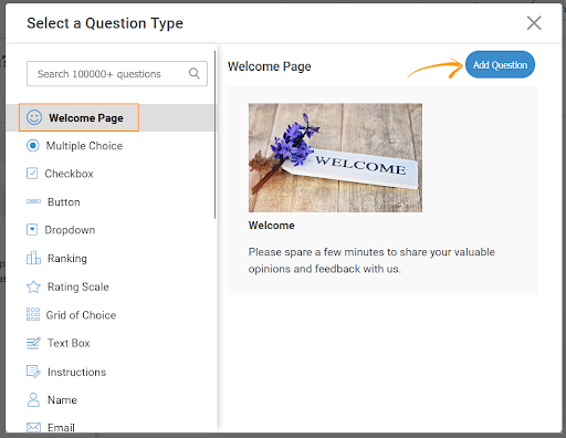 Welcome page