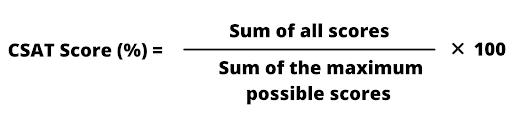 Formula to measure CSAT score percentage