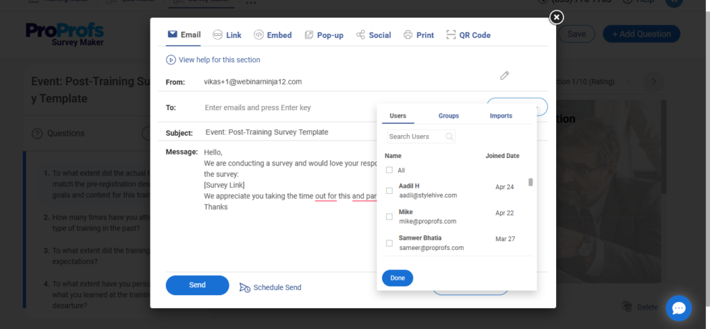Sharing and distribution of your eNPS on ProProfs Survey Maker