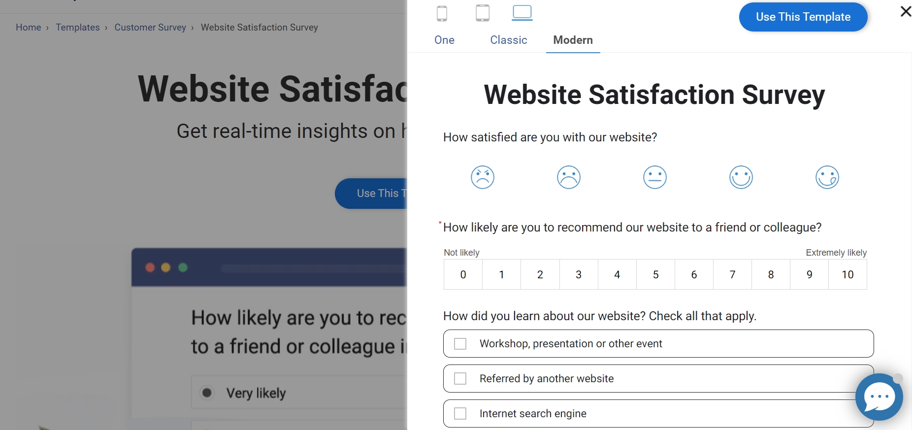 Website Satisfaction Template