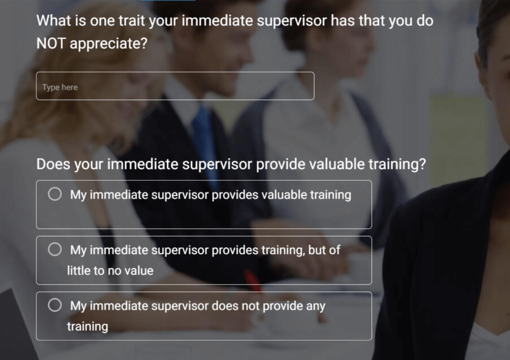 Open text prompts to ask questions about management