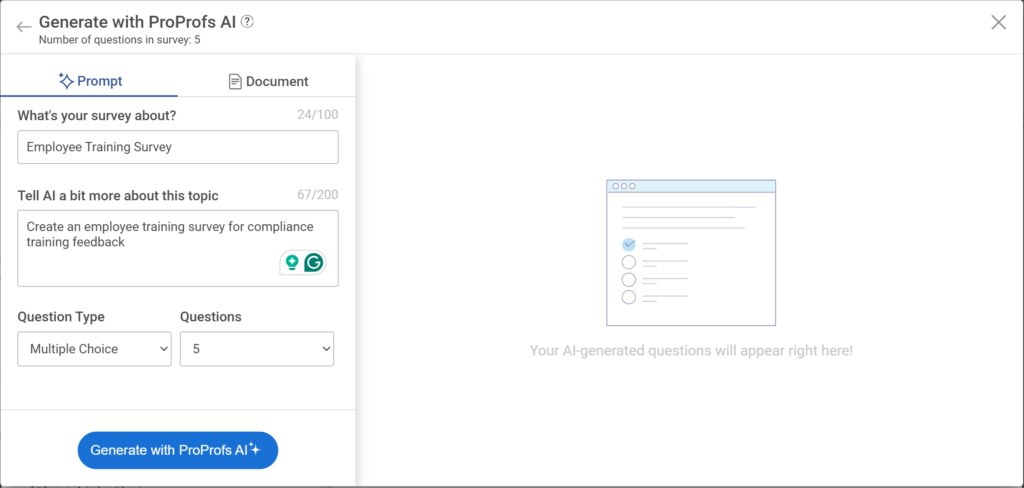 training survey question