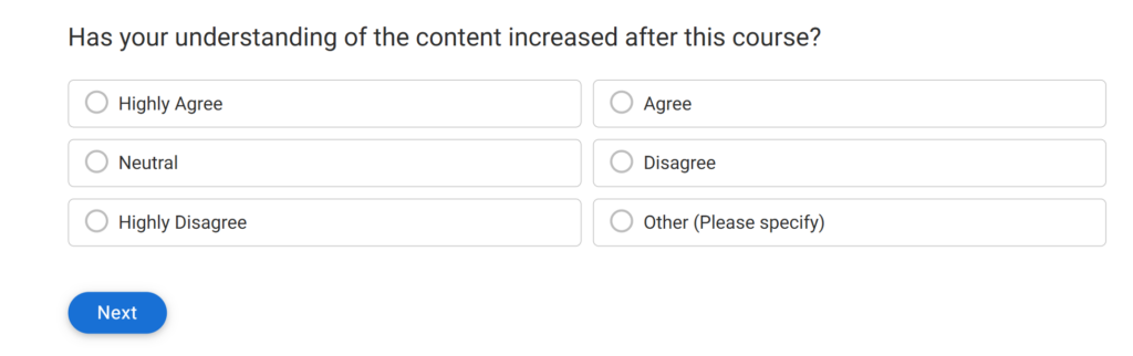 Training survey question