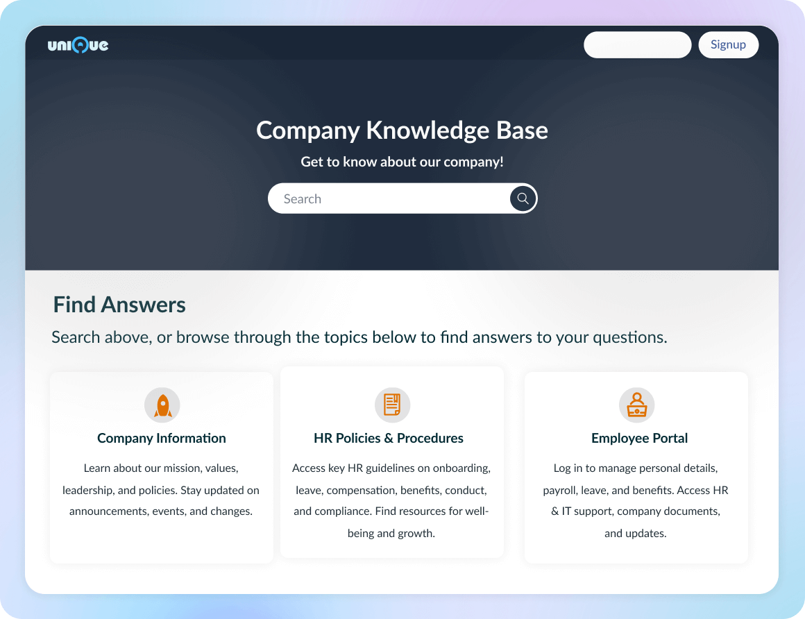 ProProfs Knowledge Base dashboard