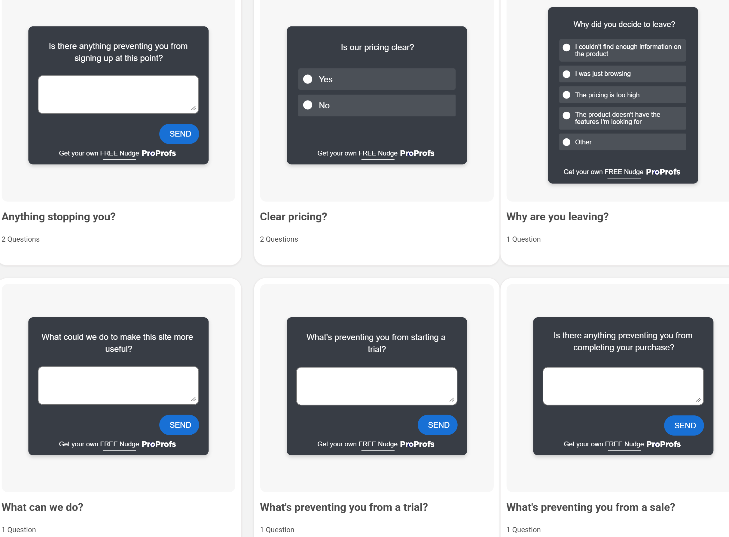 Website conversion optimization templates