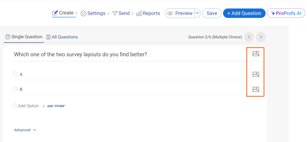 image survey option icon