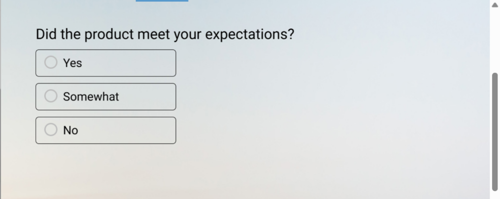 SM Product expectation question