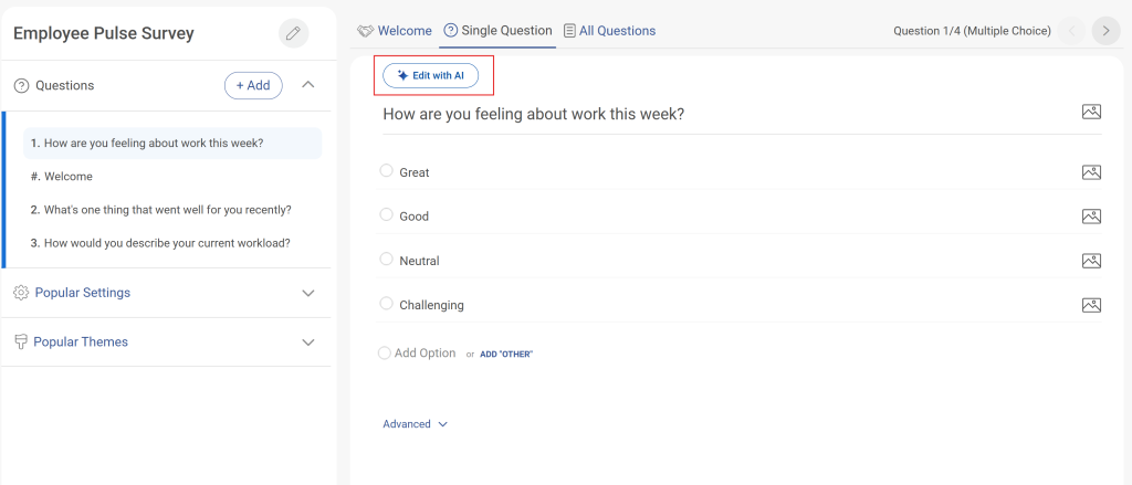 Edit your random questions with AI