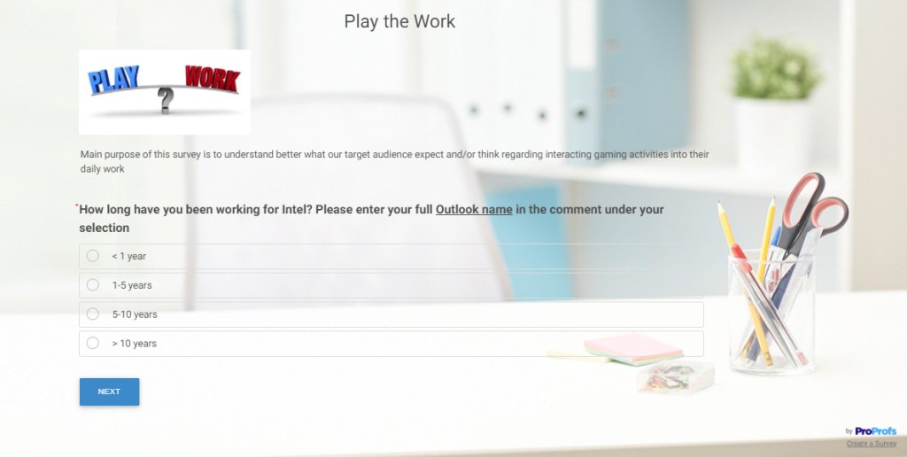 Play the Work Survey